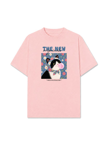 Áo Thun Relaxed Fit Pink Bubble Meow