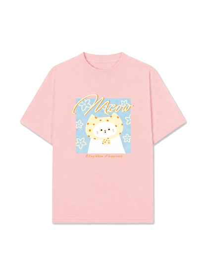 Áo Thun Relaxed Fit A Tiny Bloom Of Happiness Meow