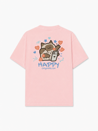 Áo Thun Relaxed Fit Happy Luv Cat Couple