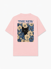 Áo Thun Relaxed Fit Blue Flower Cat