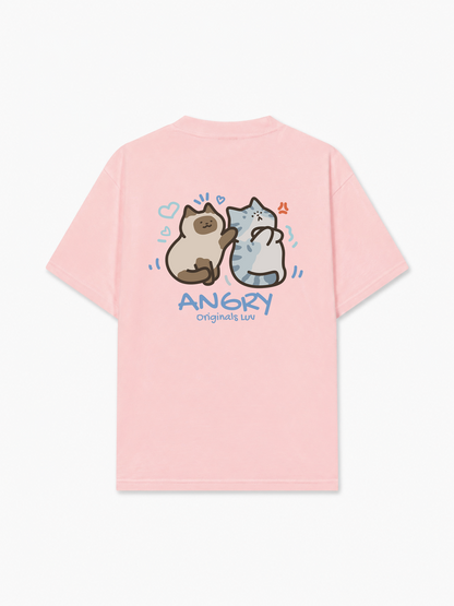 Áo Thun Relaxed Fit Angry Luv Cat Couple