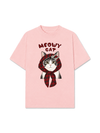 Áo Thun Relaxed Fit Meowy Cat Red Xmas Plaid