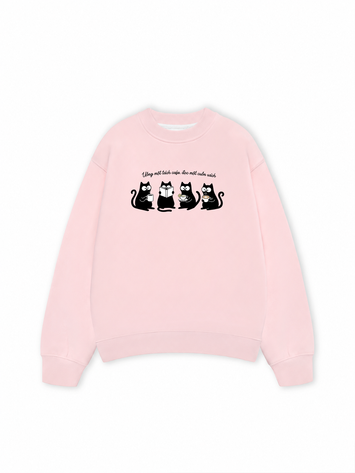 Áo Sweater Nỉ Hai Da Uống Một Tách Cafe Đọc 1 Cuốn Sách