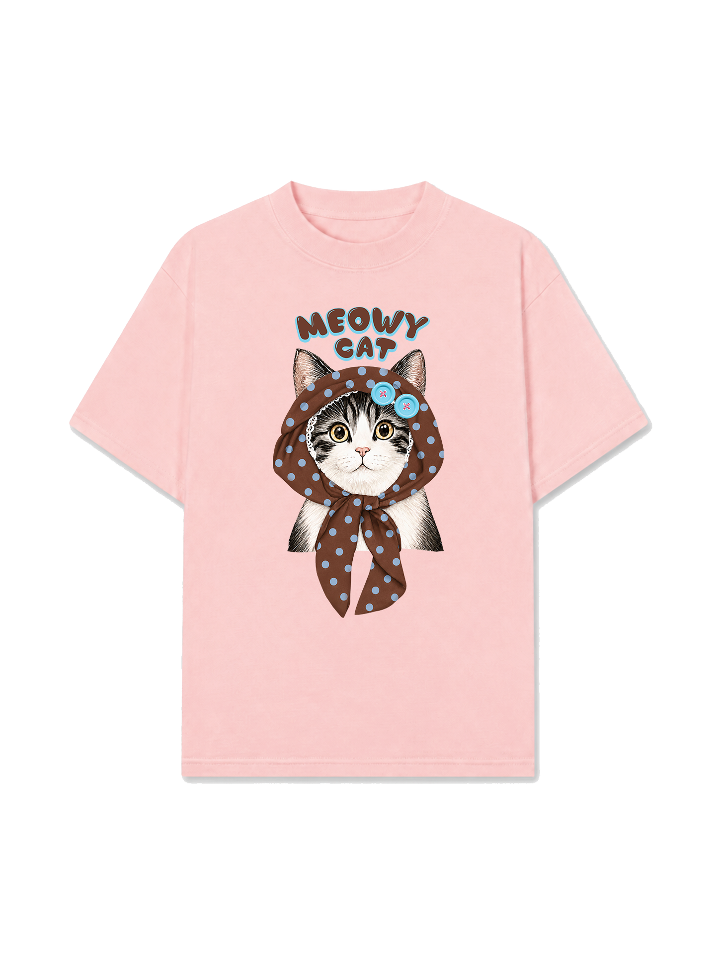 Áo Thun Relaxed Fit  Meowy Cat Brown