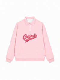 Áo Sweater Polo Nỉ Hai Da Pink Retro Originals Logo