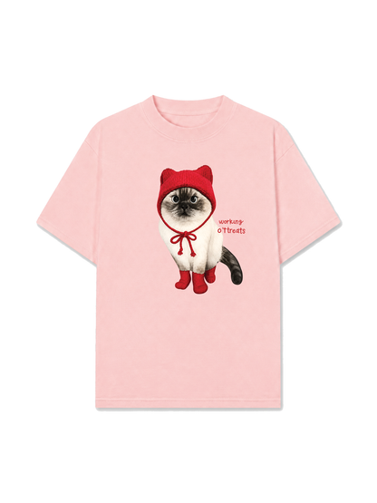 Áo Thun Relaxed Fit Working O'ttreats Red Meow