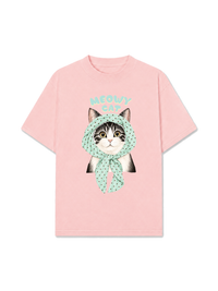 Áo Thun Relaxed Fit Meowy Cat Blue Tiffany Dots