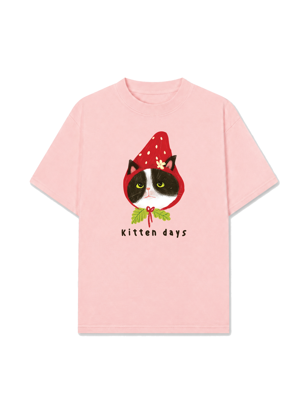 Áo Thun Relaxed Fit Strawberry Meow Kitten Day