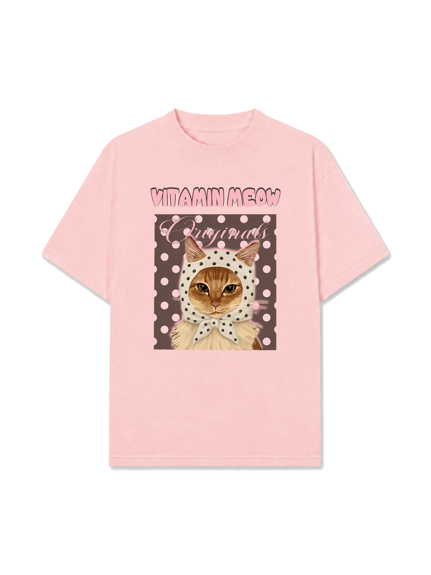 Áo Thun Relaxed Fit  Pink Dotty Vitamin Meow