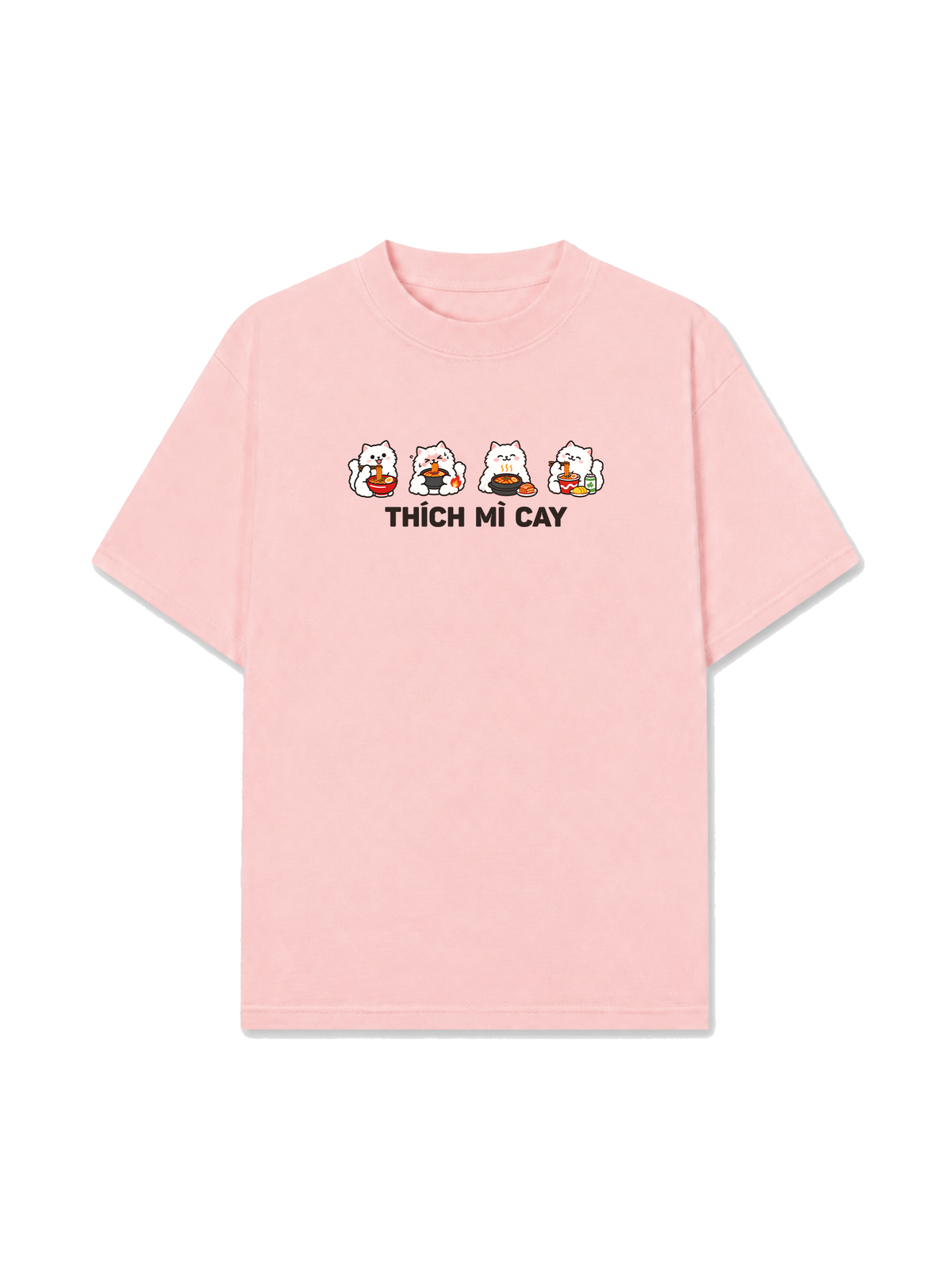 Áo Thun Relaxed Fit Thích Mì Cay-Mèo Trắng