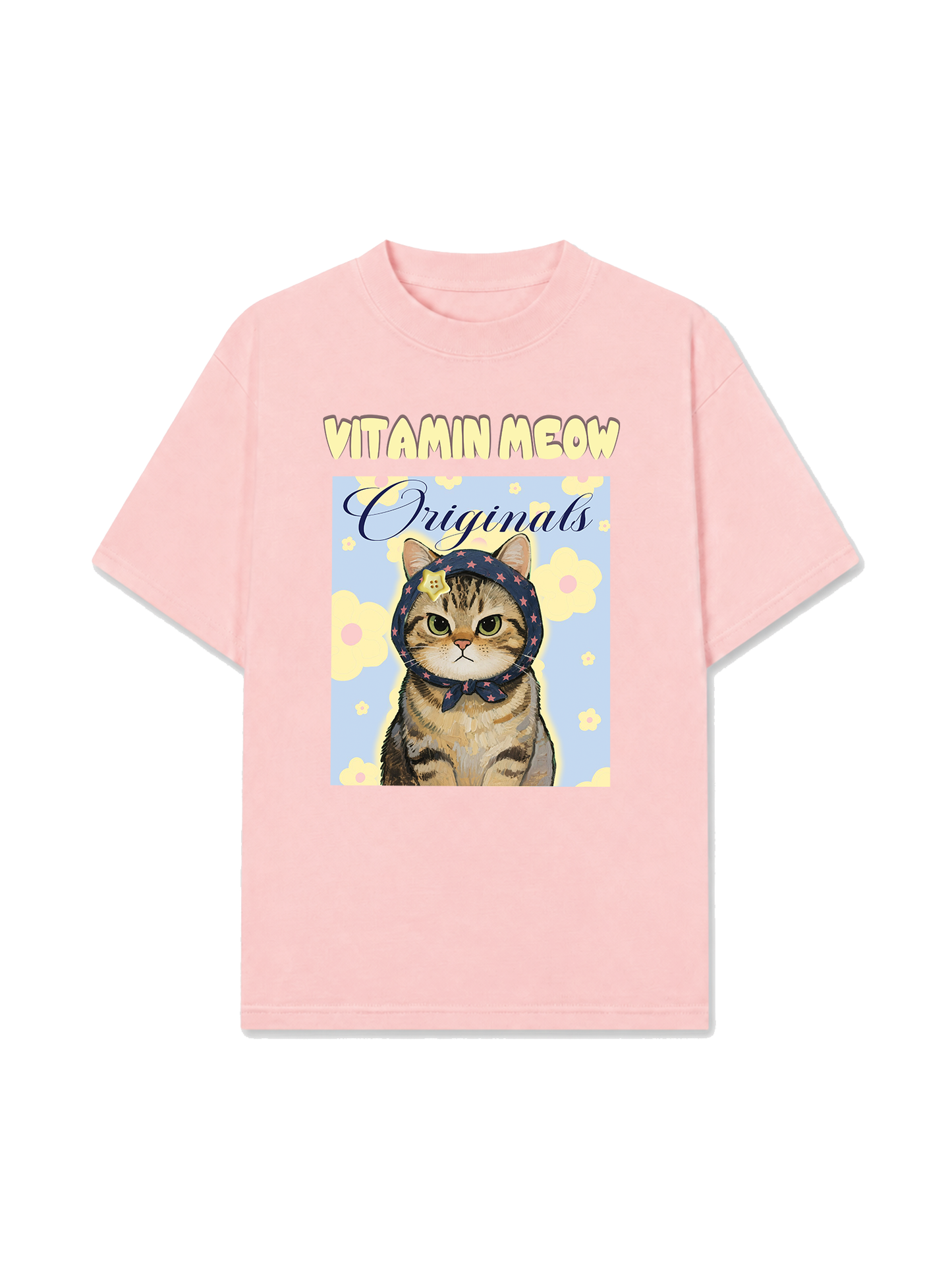 Áo Thun Relaxed Fit Cutie Vitamin Meow Yellow Flower