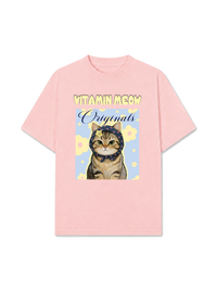 Áo Thun Relaxed Fit Cutie Vitamin Meow Yellow Flower