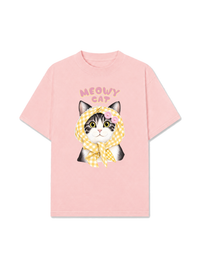 Áo Thun Relaxed Fit Meowy Cat Yellow Plaid