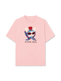 Áo Thun Relaxed Fit Kitten Day Meow With Apple