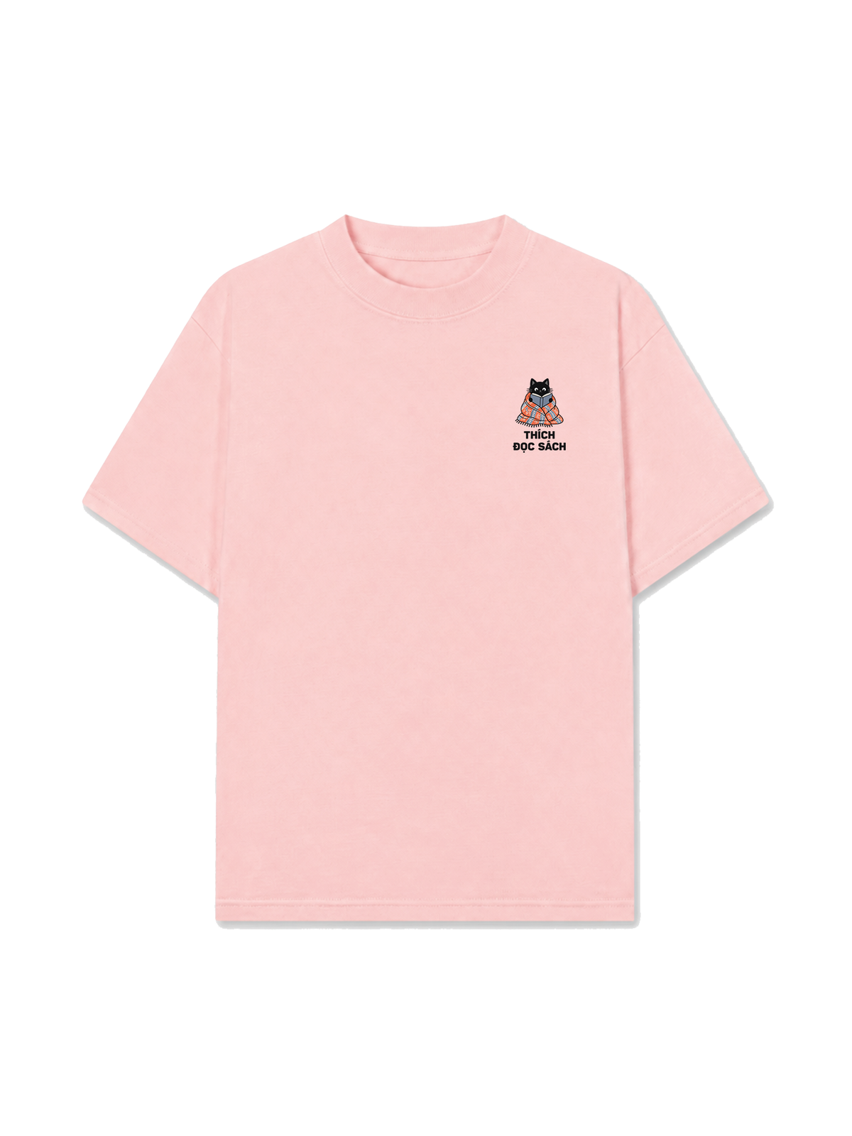 Áo Thun Relaxed Fit Thích Đọc Sách-Mèo Đen