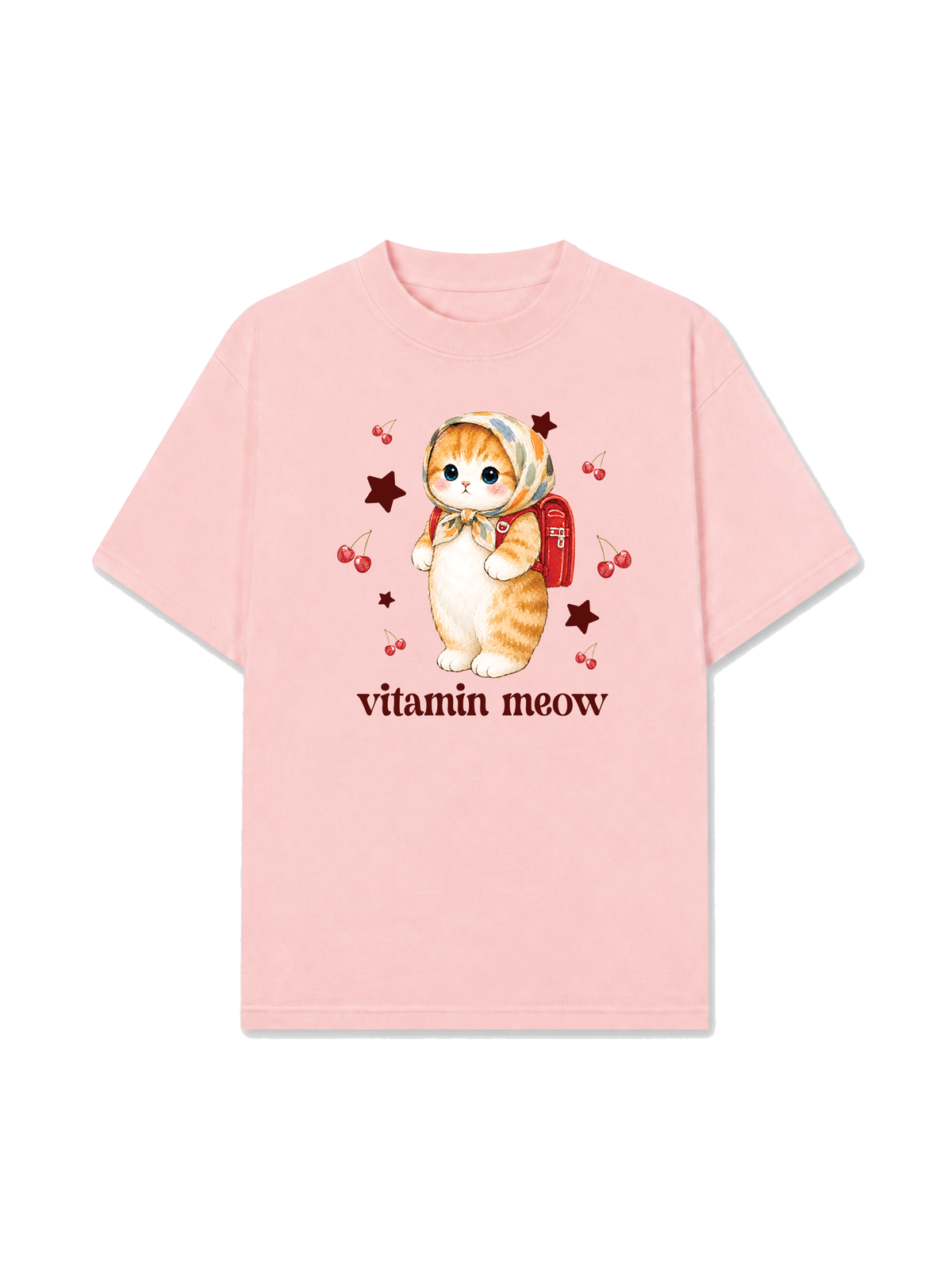 Áo Thun Relaxed Fit Pickleball Girl Meow Vitamin Meow Go School