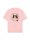Áo Thun Relaxed Fit Cute Pink Flower Cat