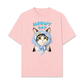 Áo Thun Relaxed Fit Blue Plaid Meowy Cat