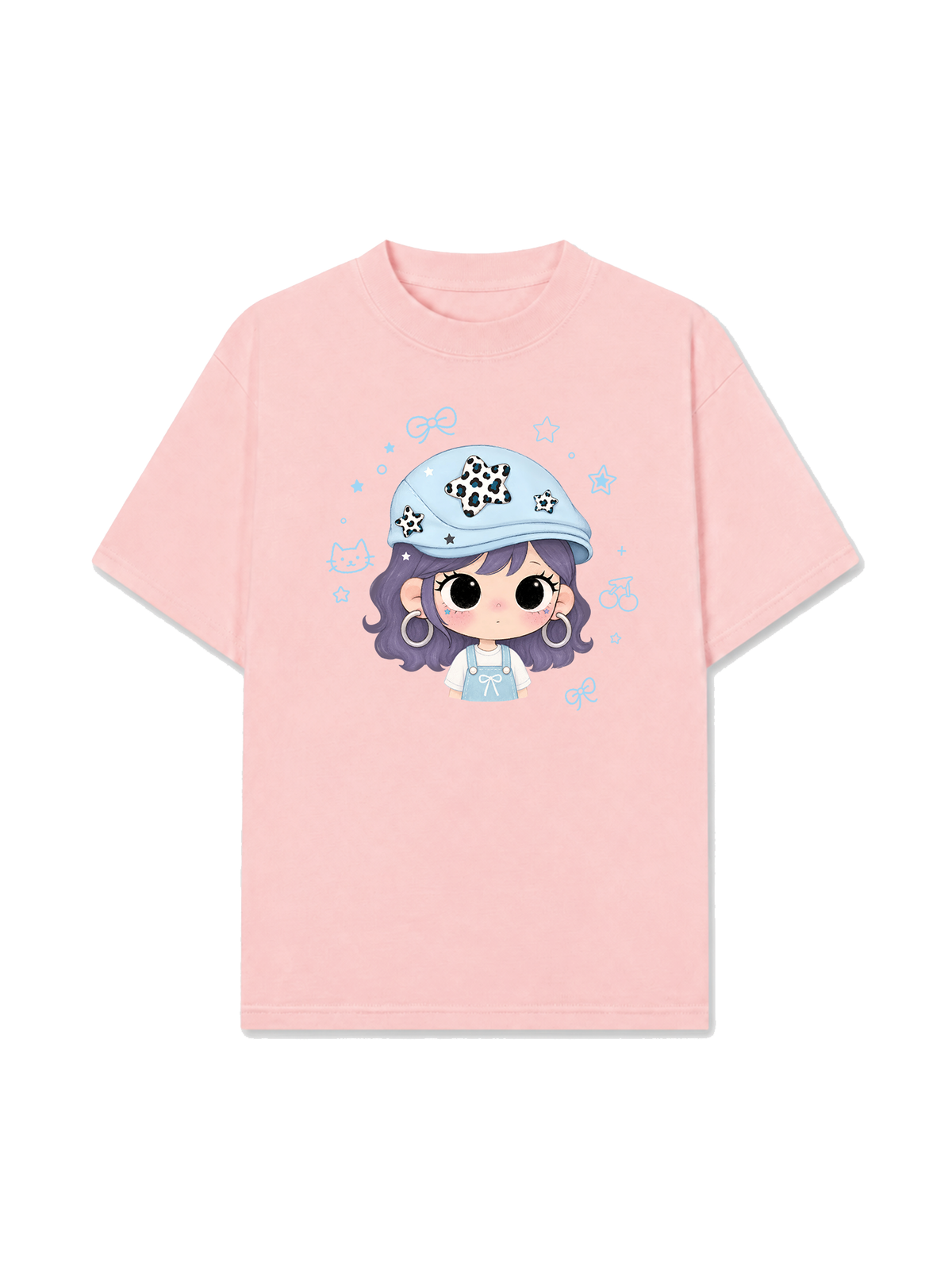Áo Thun Relaxed Fit Beret Hat Girl