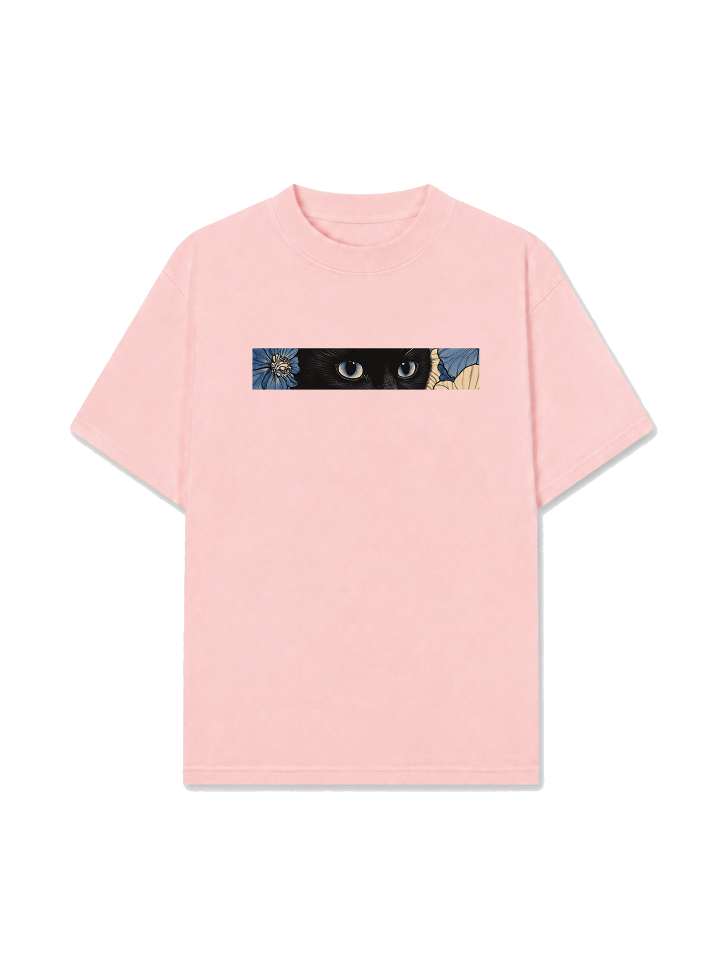 Áo Thun Relaxed Fit Blue Flower Cat