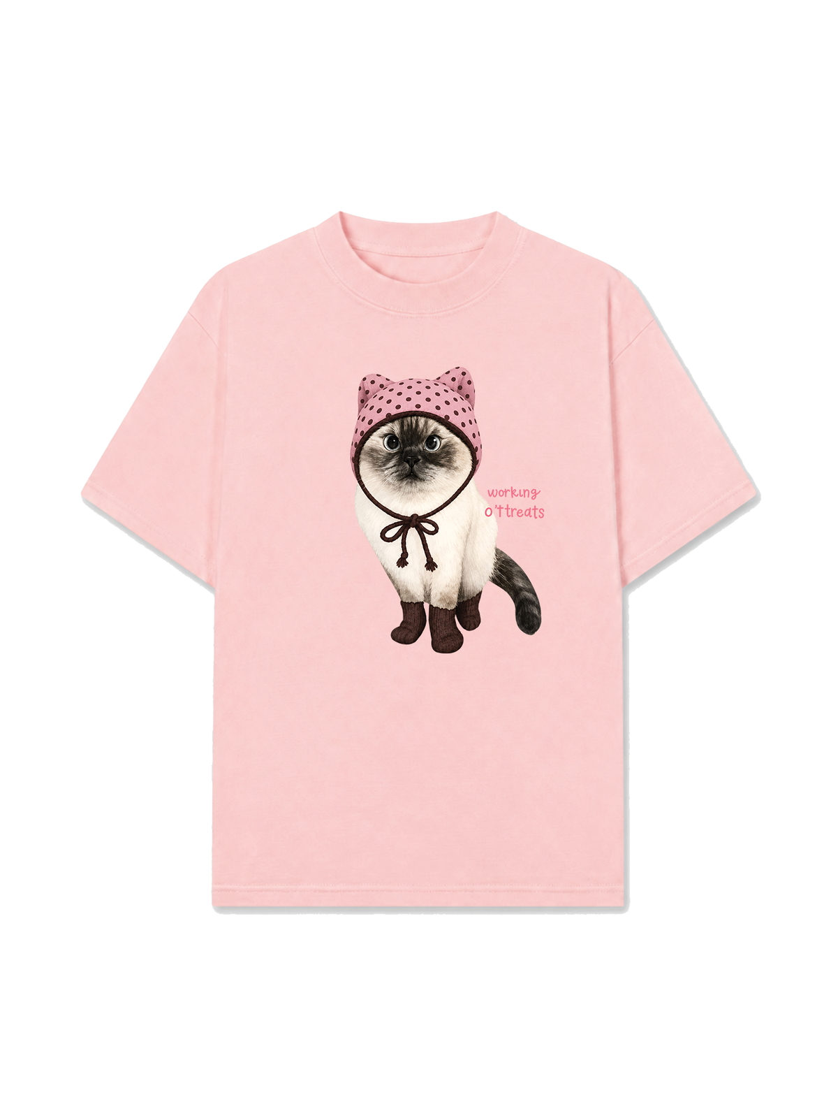 Áo Thun Relaxed Fit Working O'ttreats Pink Meow