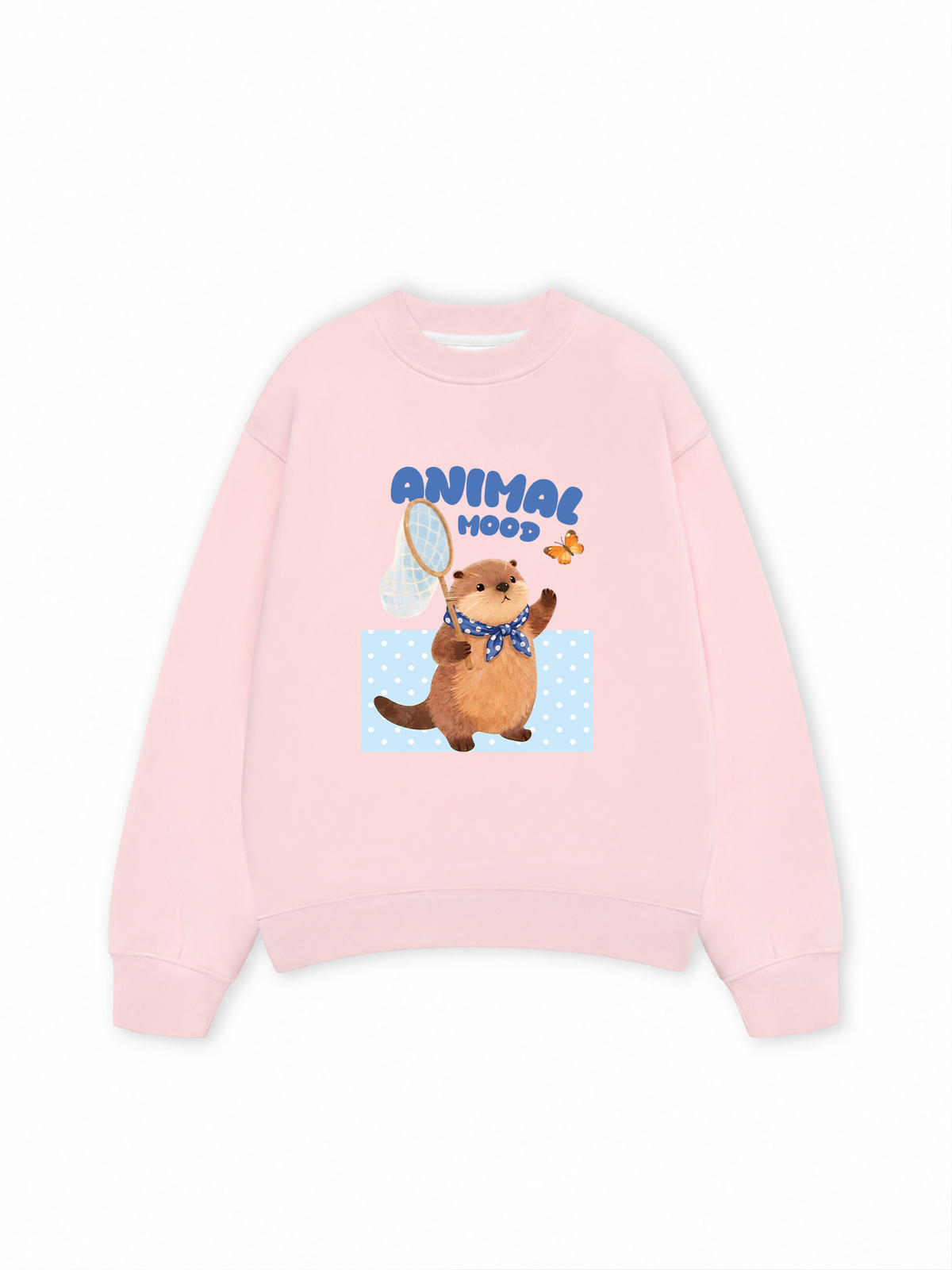 Áo Sweater Nỉ Hai Da Animal Beaver Catches Butterflies