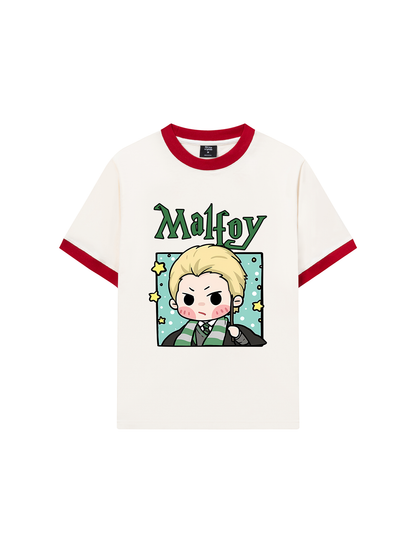 Áo Thun Ringer Relaxed Fit Harry Potter Malfoy Chibi