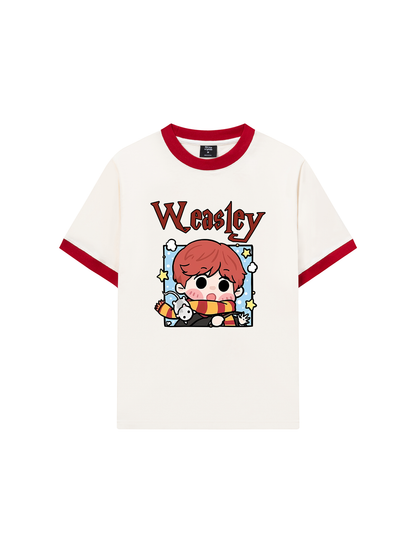 Áo Thun Ringer Relaxed Fit Harrry Potter Weasley Chibi
