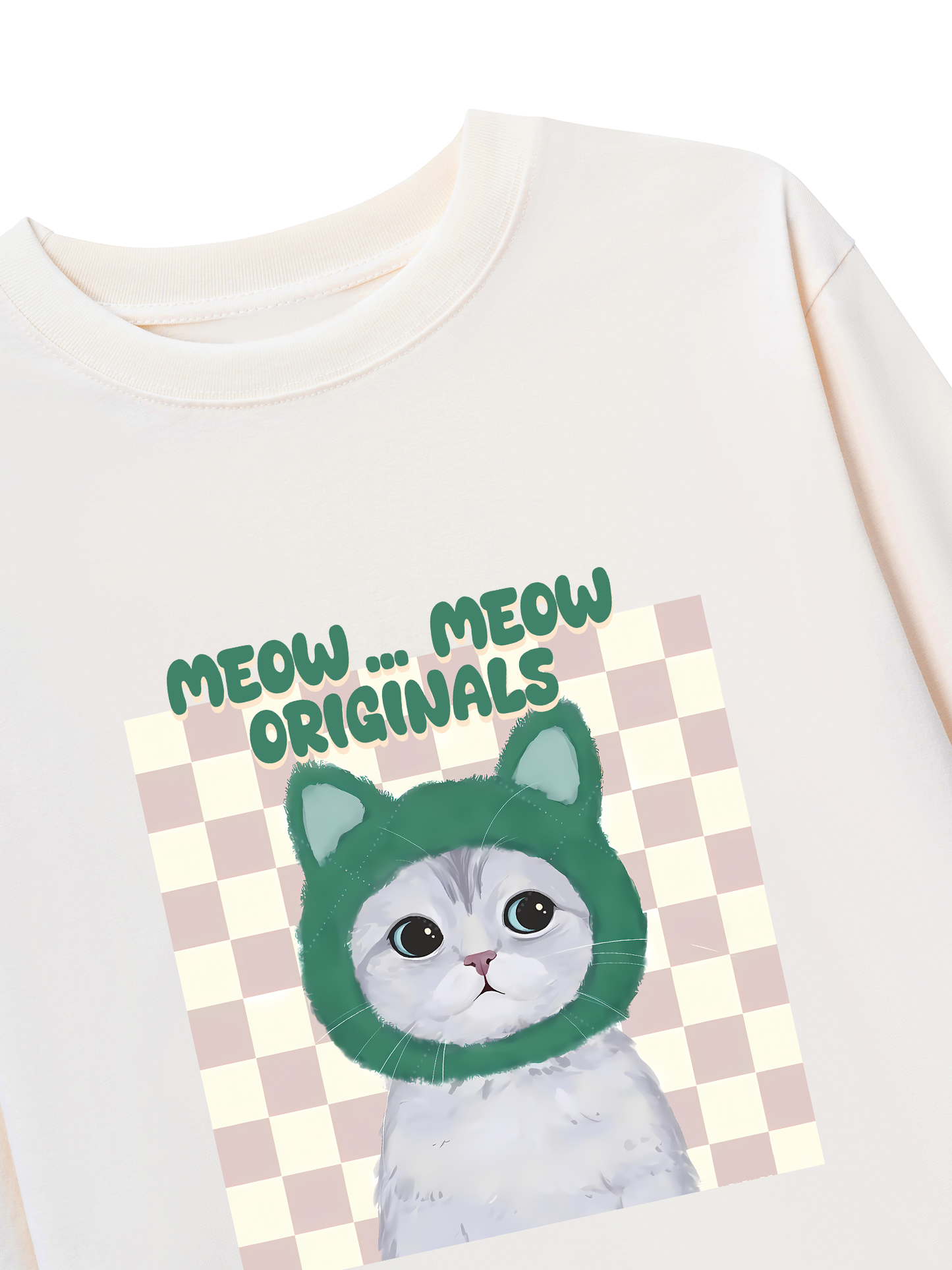 Áo Thun Dài Tay Animal Mood Meow Green Pink
