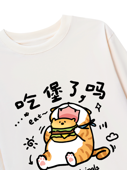 Áo Thun Dài Tay Sweet Pastry Cute Meow With Burger