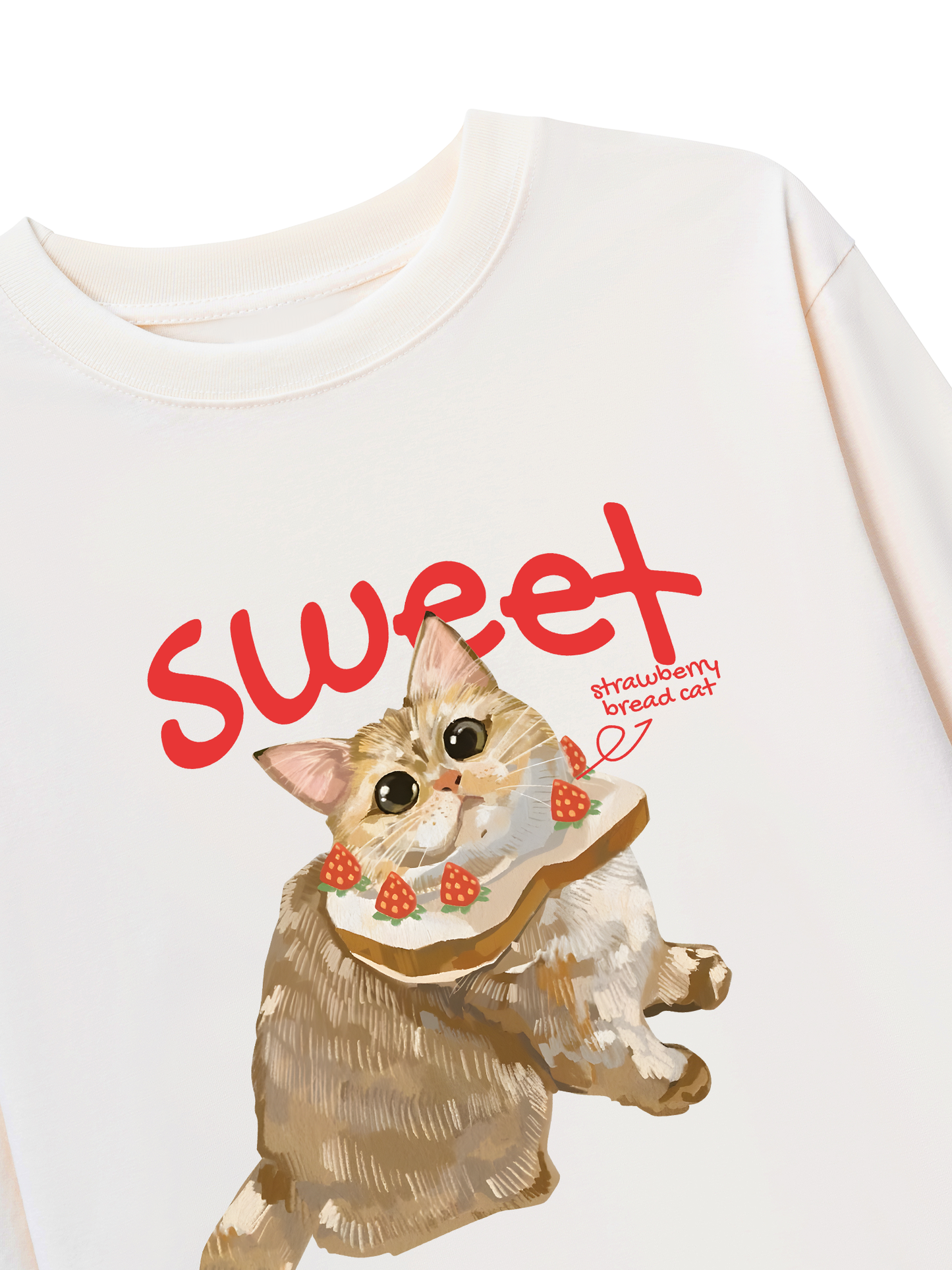 Áo Thun Dài Tay Strawberry Bread Cat