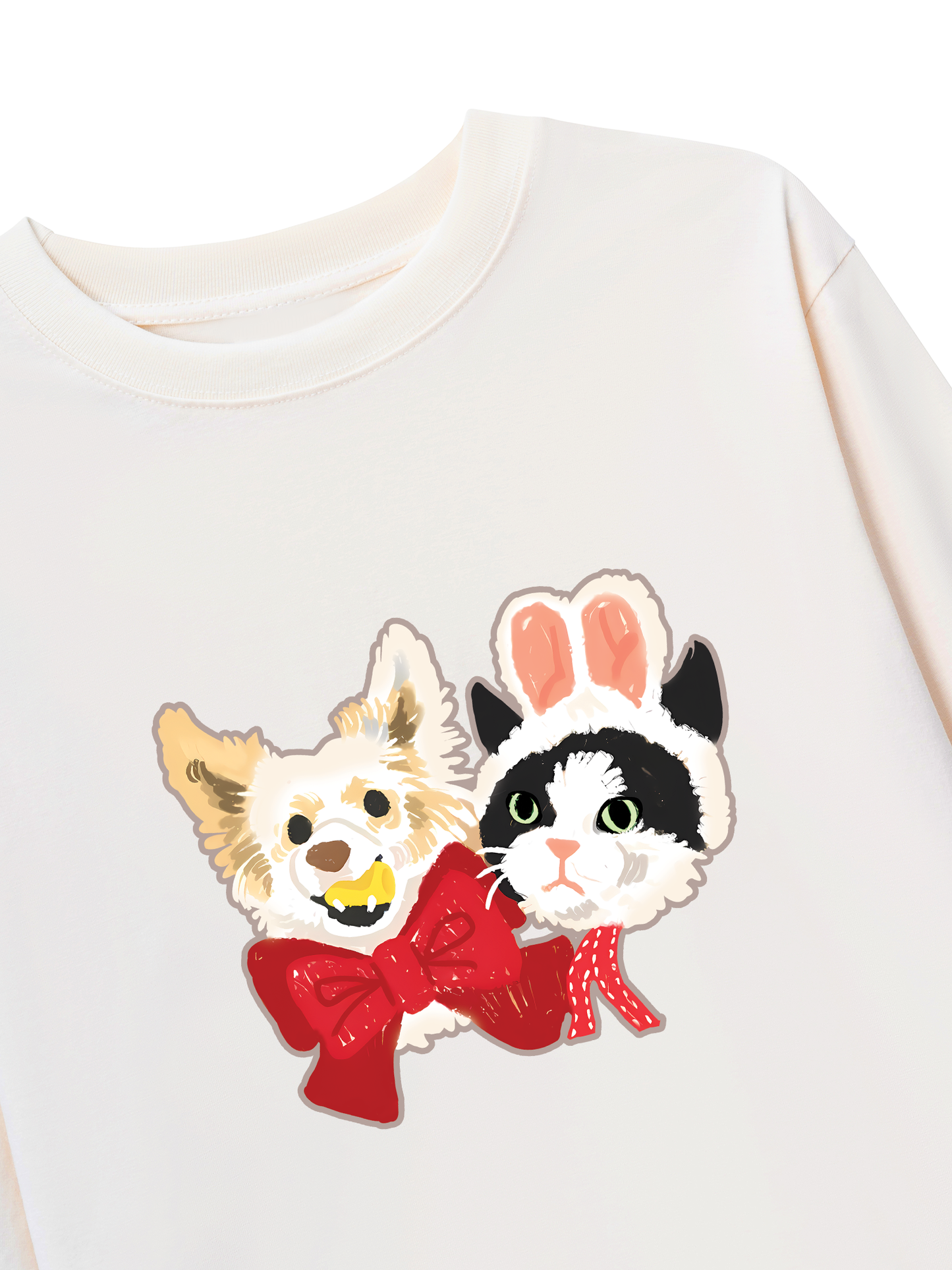 Áo Thun Dài Tay Animal Mood Bestie Puppy And Meow