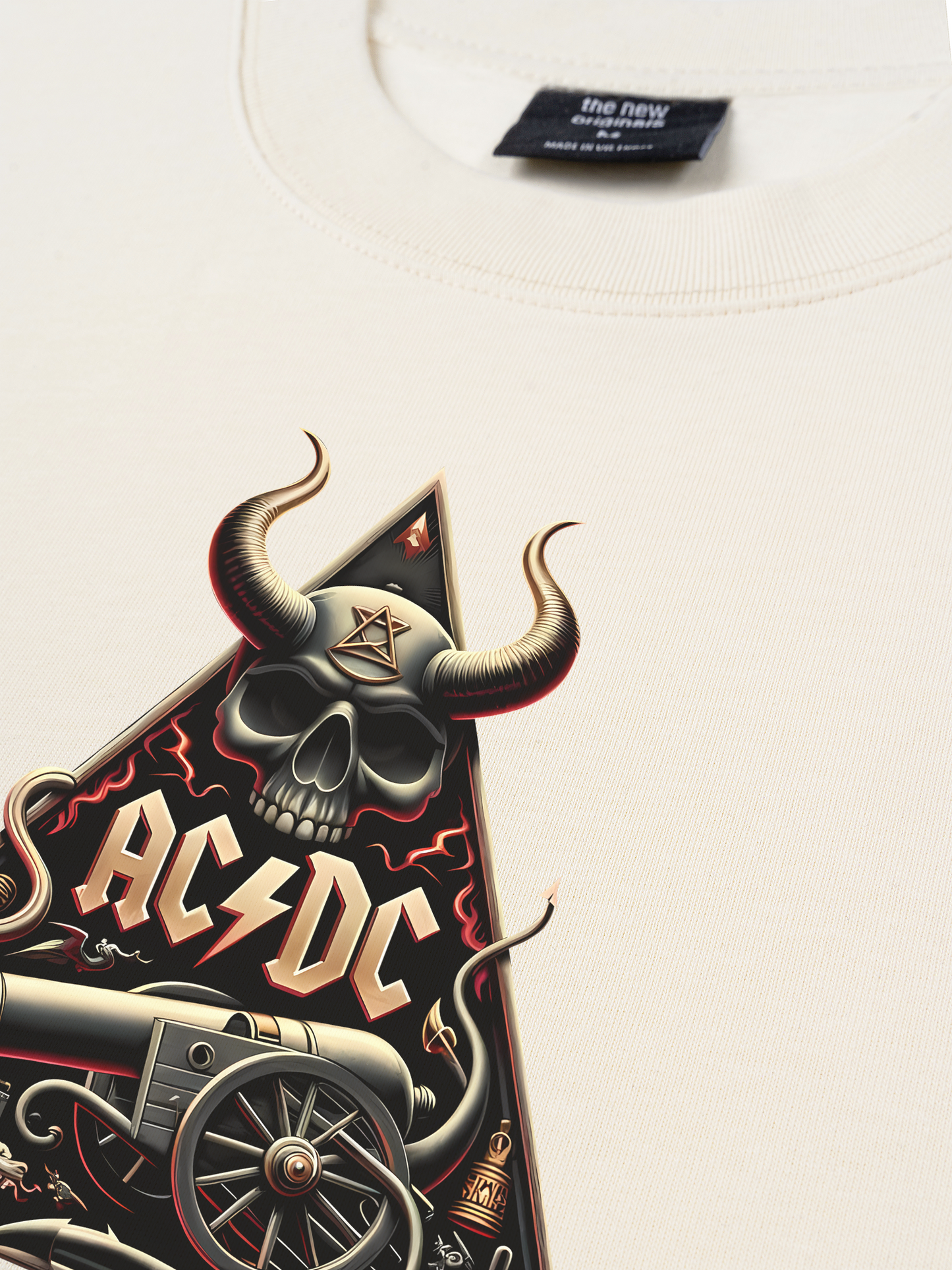 Áo Thun Relaxed Fit AC DC Logo Skull Cannon