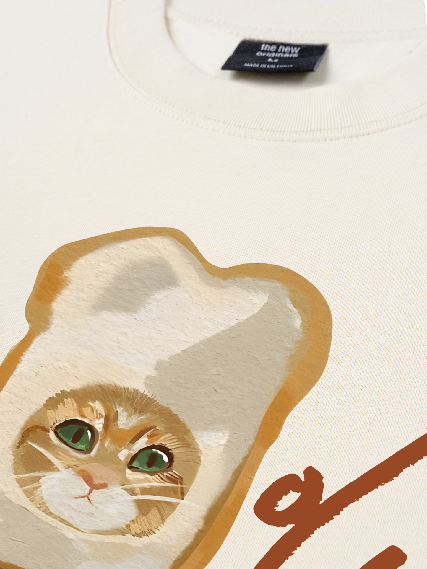 Áo Thun Relaxed Fit Animal Mood Toast Face Cat