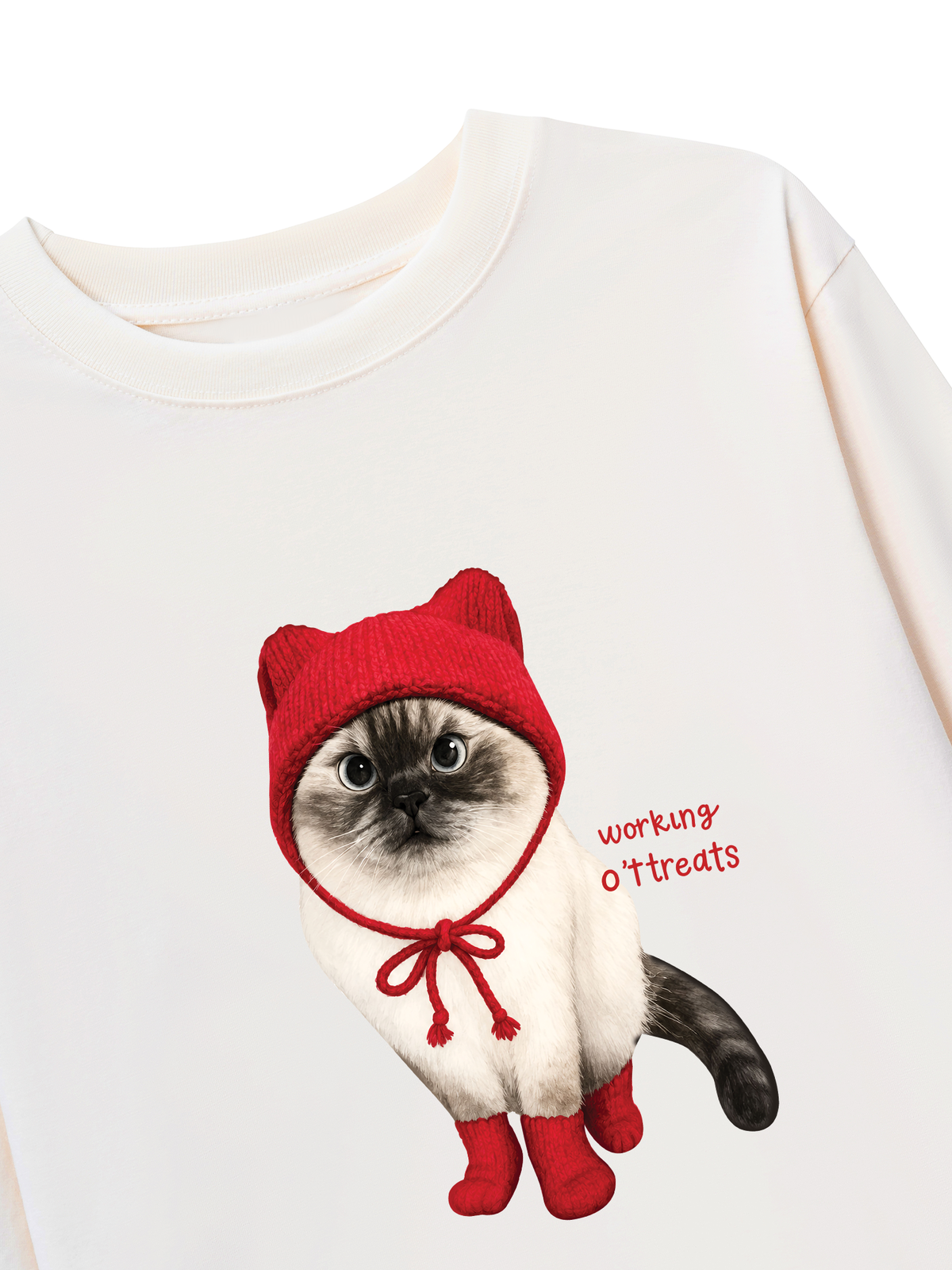 Áo Thun Dài Tay Working O'ttreats Red Meow
