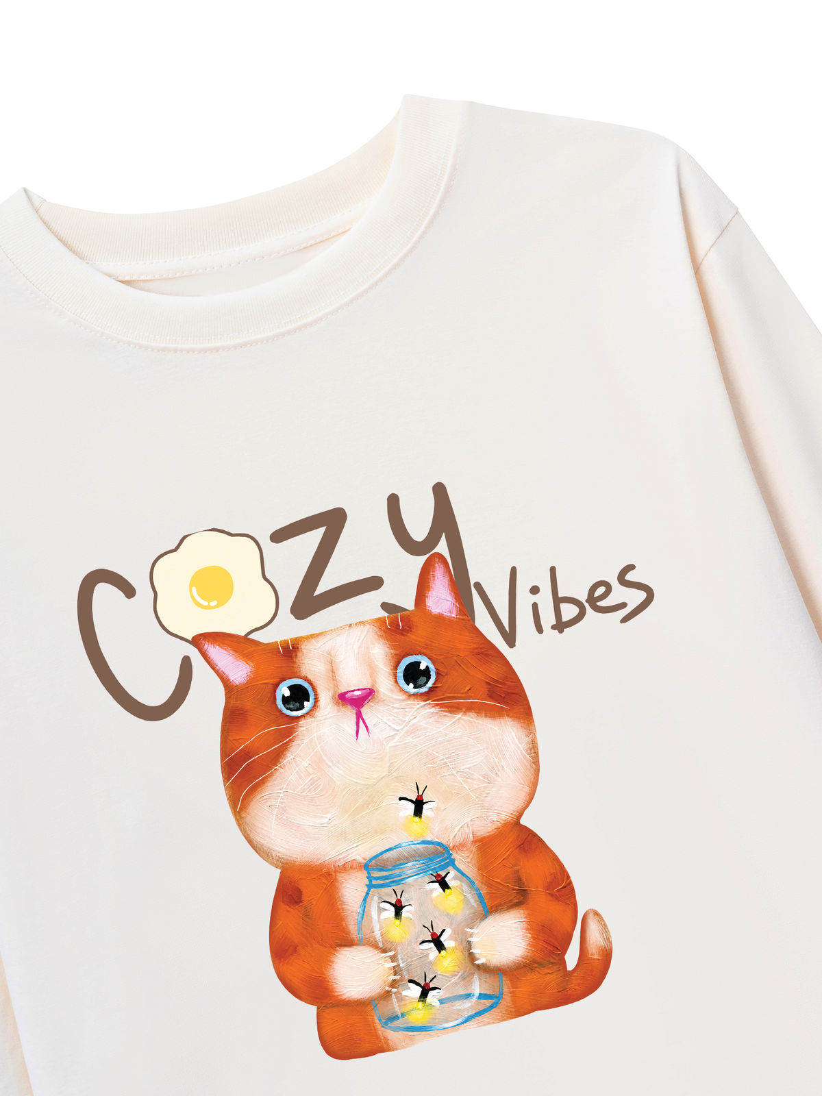 Áo Thun Dài Tay Cozzy Vibes Cat Egg