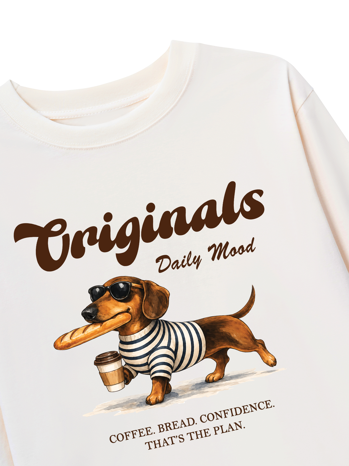 Áo Thun Dài Tay  Daily Mood Coffee Dachshund