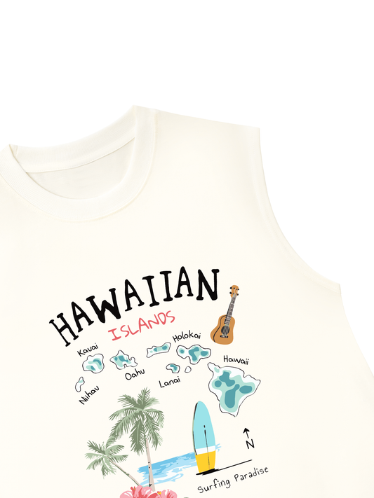 Áo Ba Lỗ Relaxed Fit Summer Vibes Hawaiian
