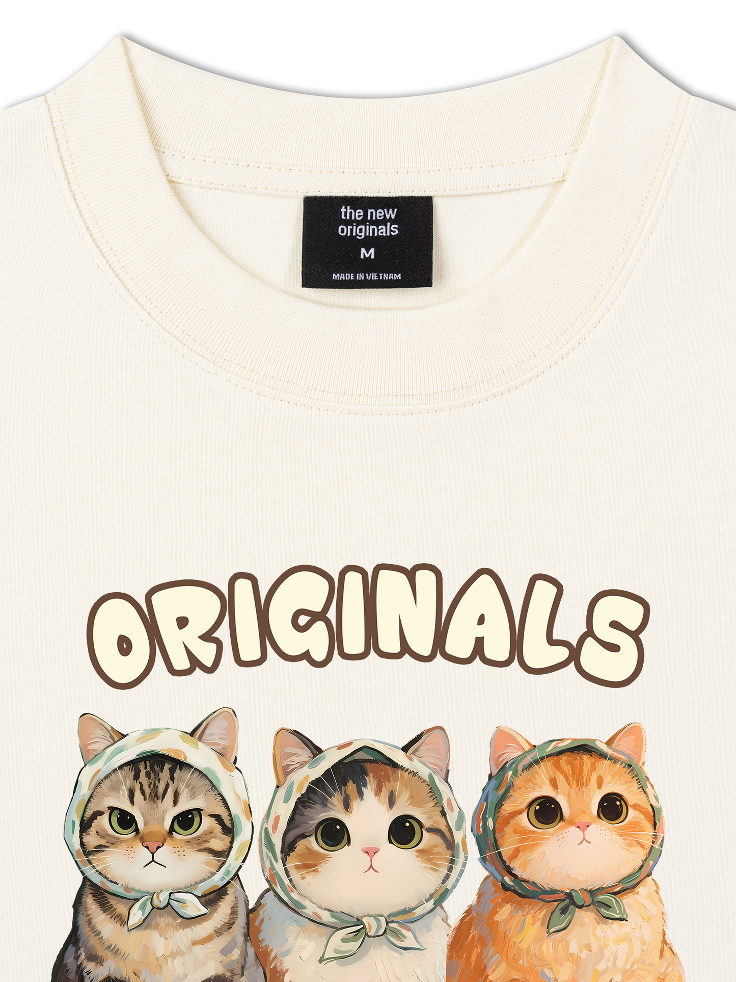 Áo Thun Relaxed Fit Cute Three Cat Vitamin Meow