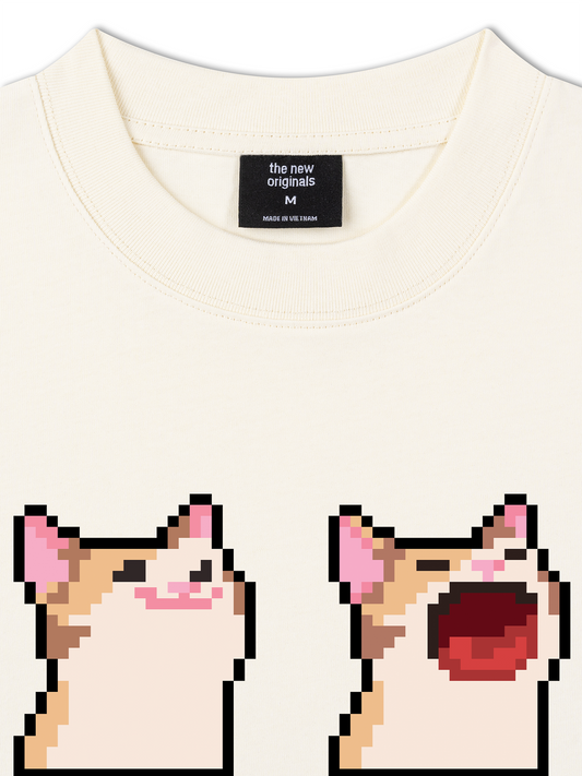 Áo Thun Relaxed Fit Pixel Universe Pop Cat