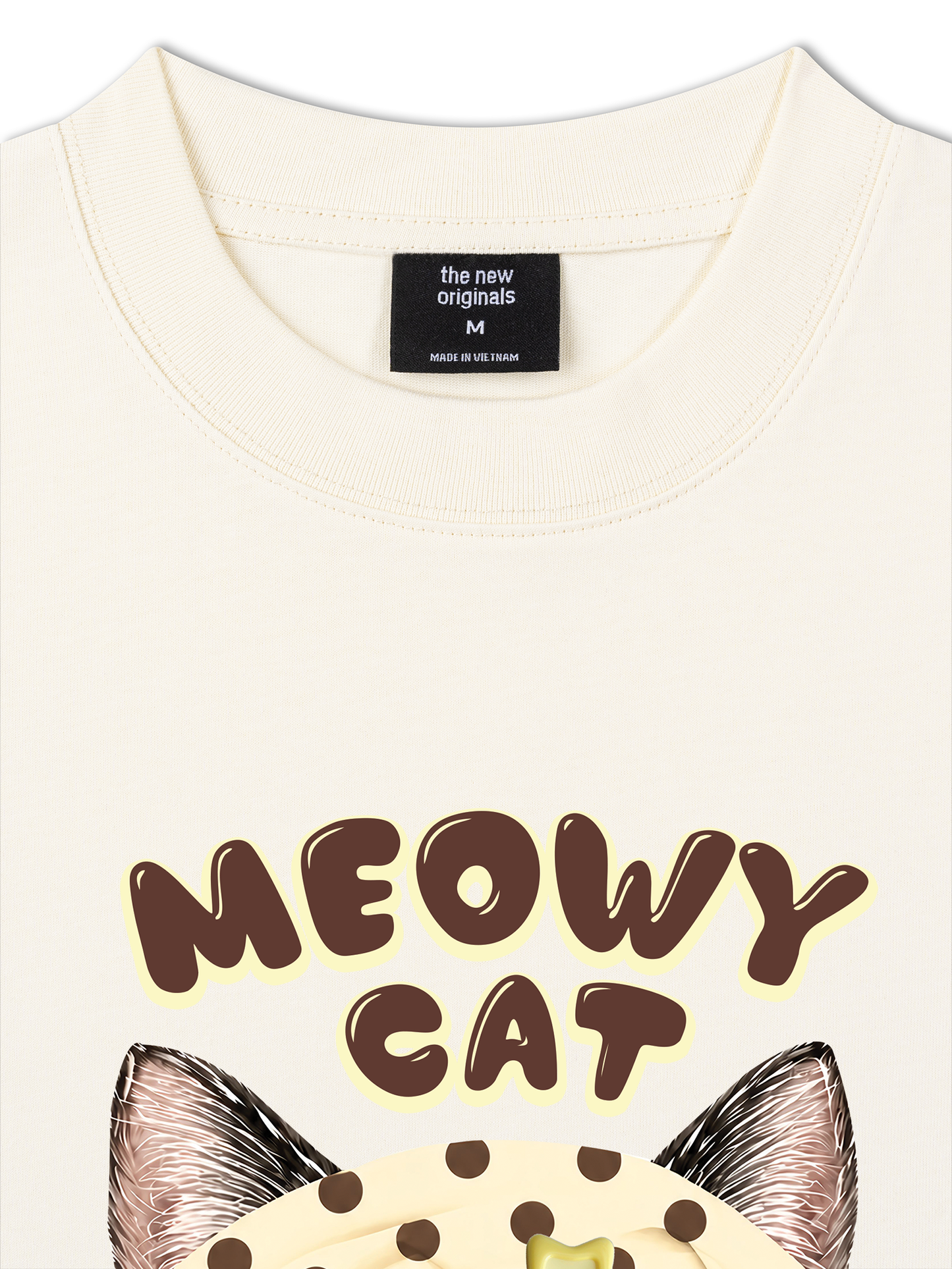 Áo Thun Relaxed Fit  Meowy Cat Cream