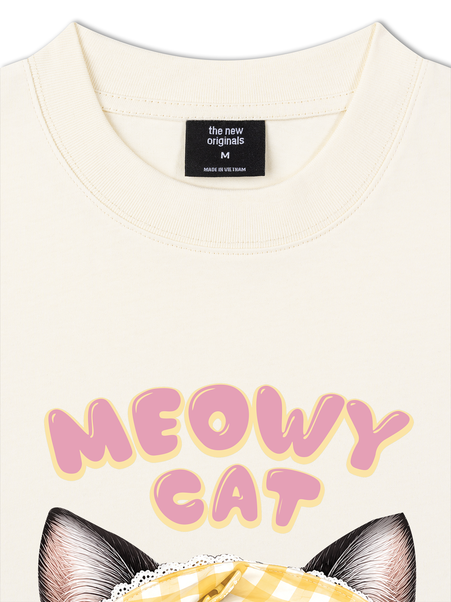 Áo Thun Relaxed Fit Meowy Cat Yellow Plaid