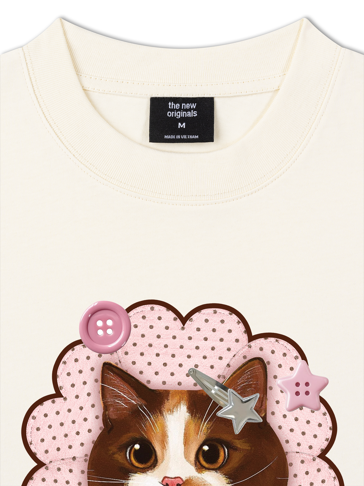Áo Thun Relaxed Fit Cute Pink Flower Cat