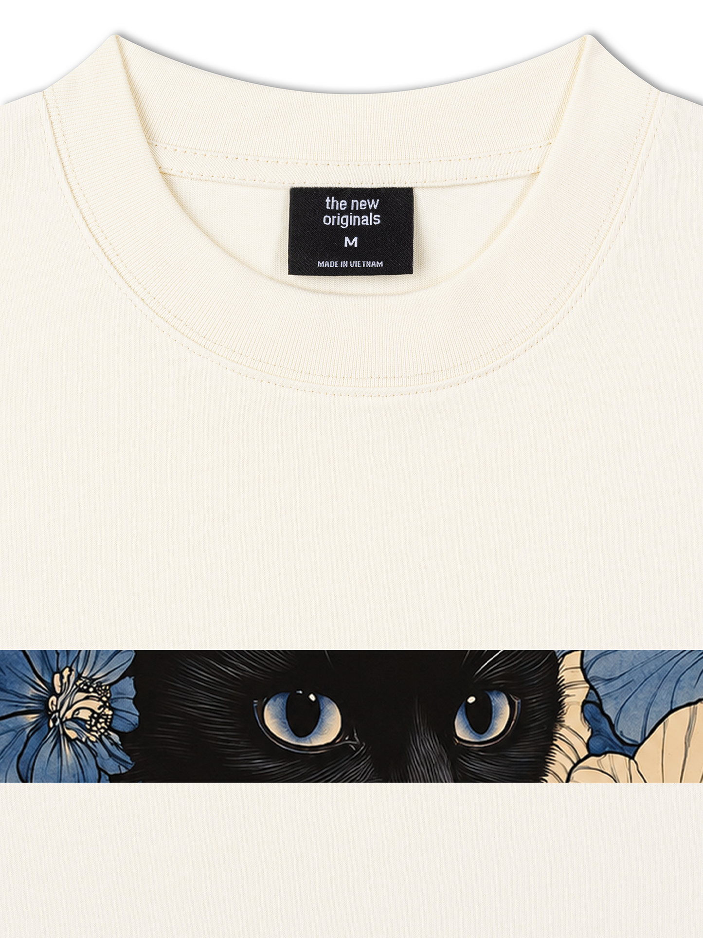 Áo Thun Relaxed Fit Blue Flower Cat