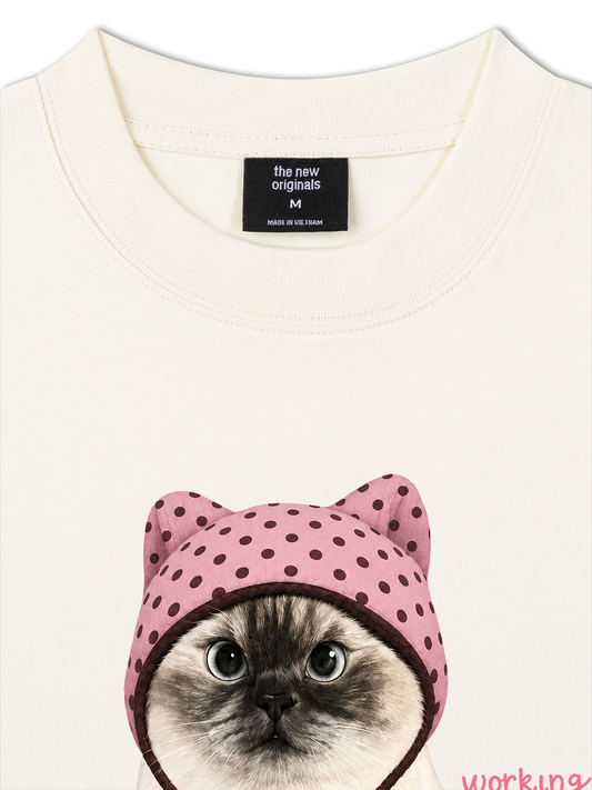 Áo Thun Relaxed Fit Working O'ttreats Pink Meow