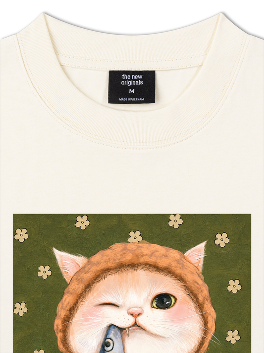 Áo Thun Relaxed Fit Green Fish Meow trước
