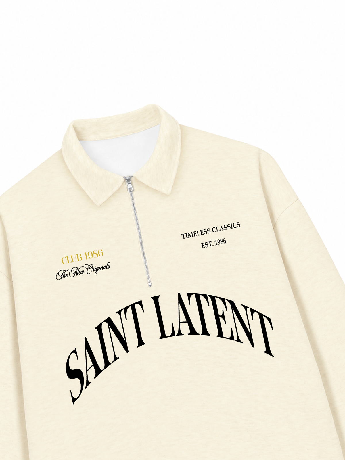 Áo Sweater Polo Nỉ Hai Da  Saint Latent Old Money
