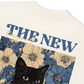 Áo Thun Relaxed Fit Blue Flower Cat