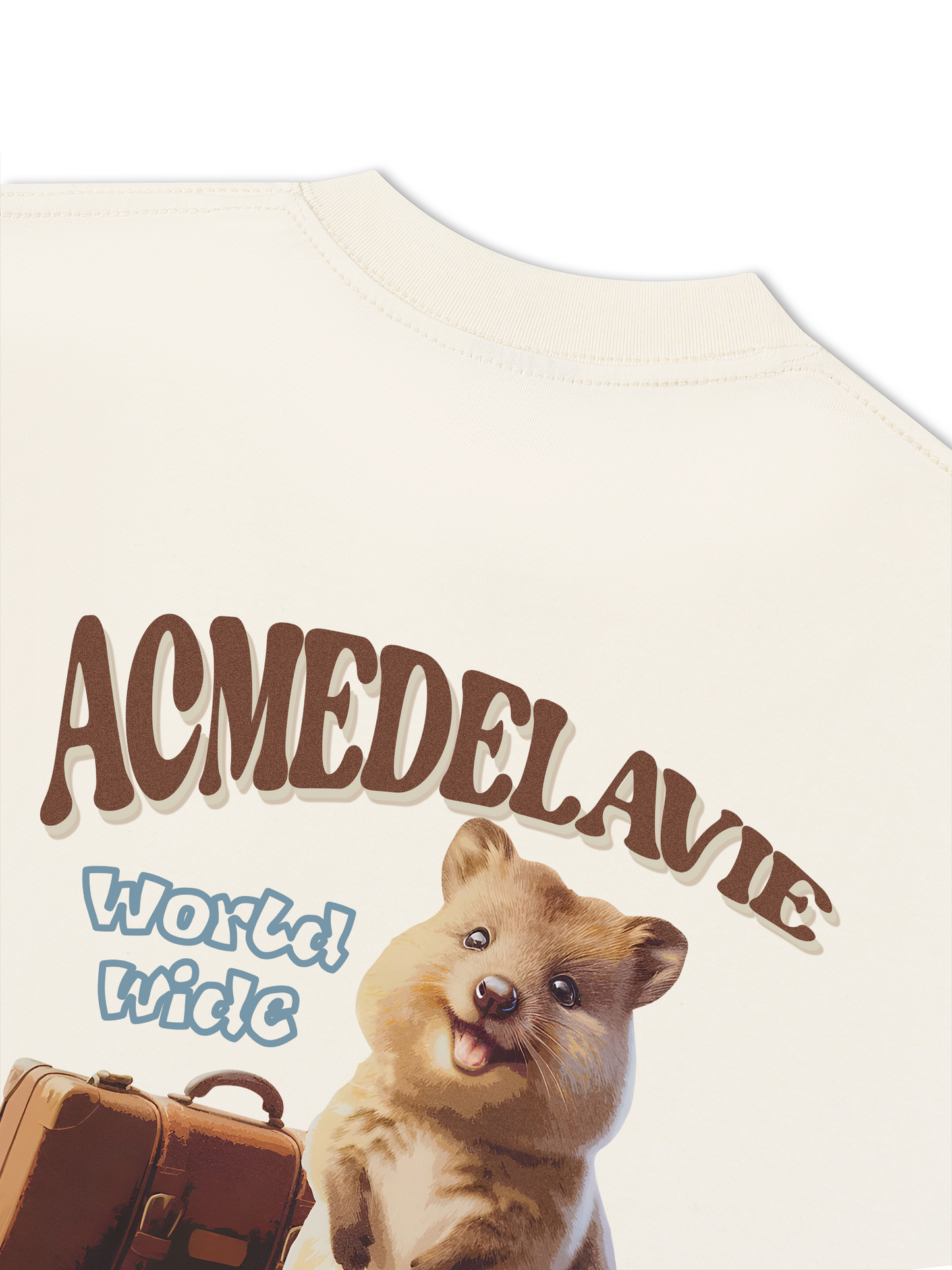 Áo Thun Relaxed Fit World Wide Travel Quokka Artwork