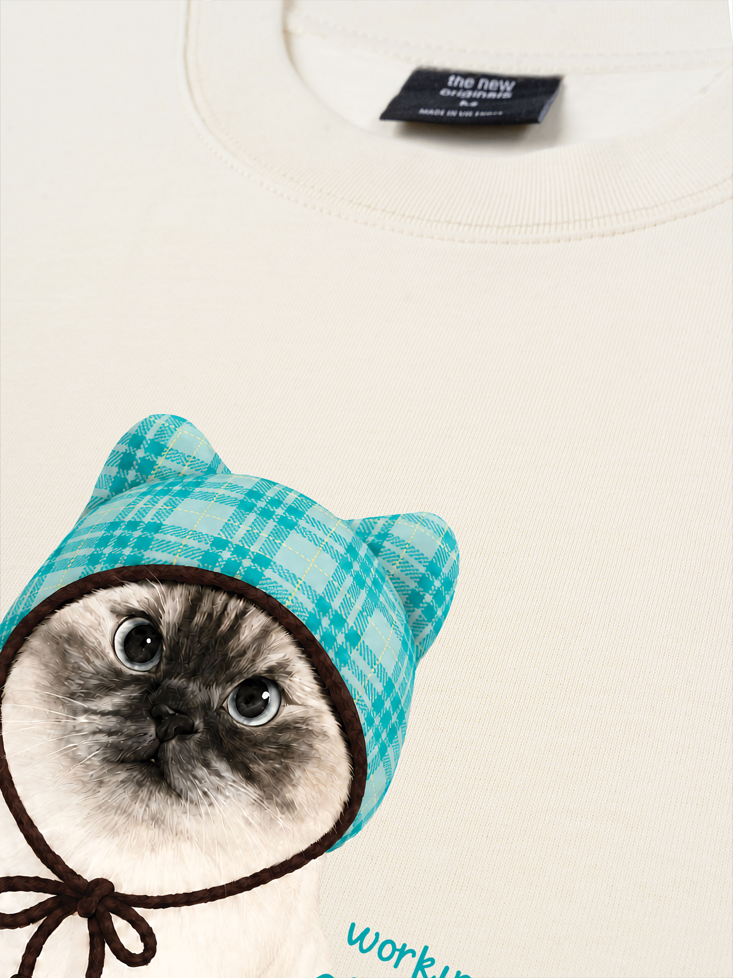 Áo Thun Relaxed Fit Working O'ttreats Blue Tiffany Meow